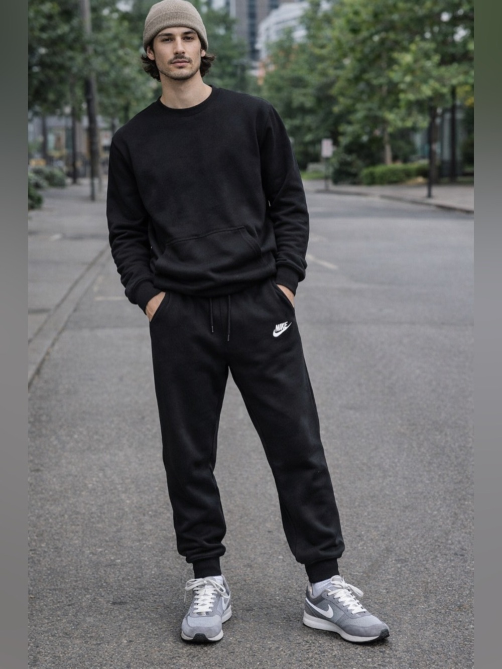 Nike Black Jogger Sweatpants Fleece Lined Drawstring Size Small